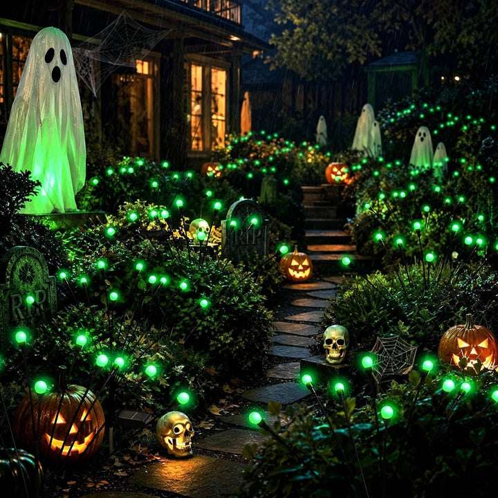 Set van 4 Halloween-lampen op zonne-energie, 40 leds, buitendecoratie voor de tuin, voor dames
