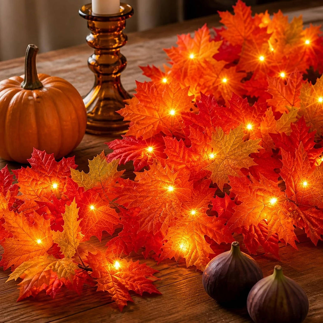 Ghirlanda autunnale da 9FT con 50 luci arancioni per decorazioni di Halloween