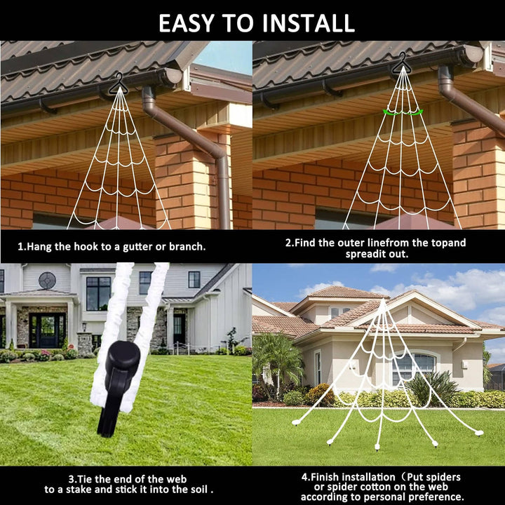 Luces LED de telaraña para Halloween, de 16.4 FT, con control remoto, para mujer