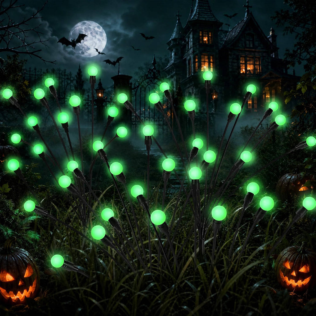 Set van 4 Halloween-lampen op zonne-energie, 40 leds, buitendecoratie voor de tuin, voor dames