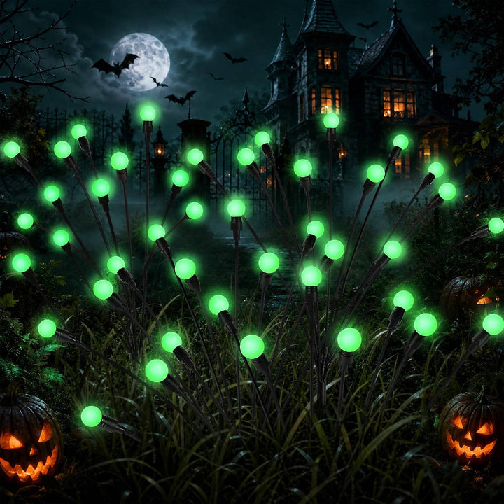 Set van 4 Halloween-lampen op zonne-energie, 40 leds, buitendecoratie voor de tuin, voor dames