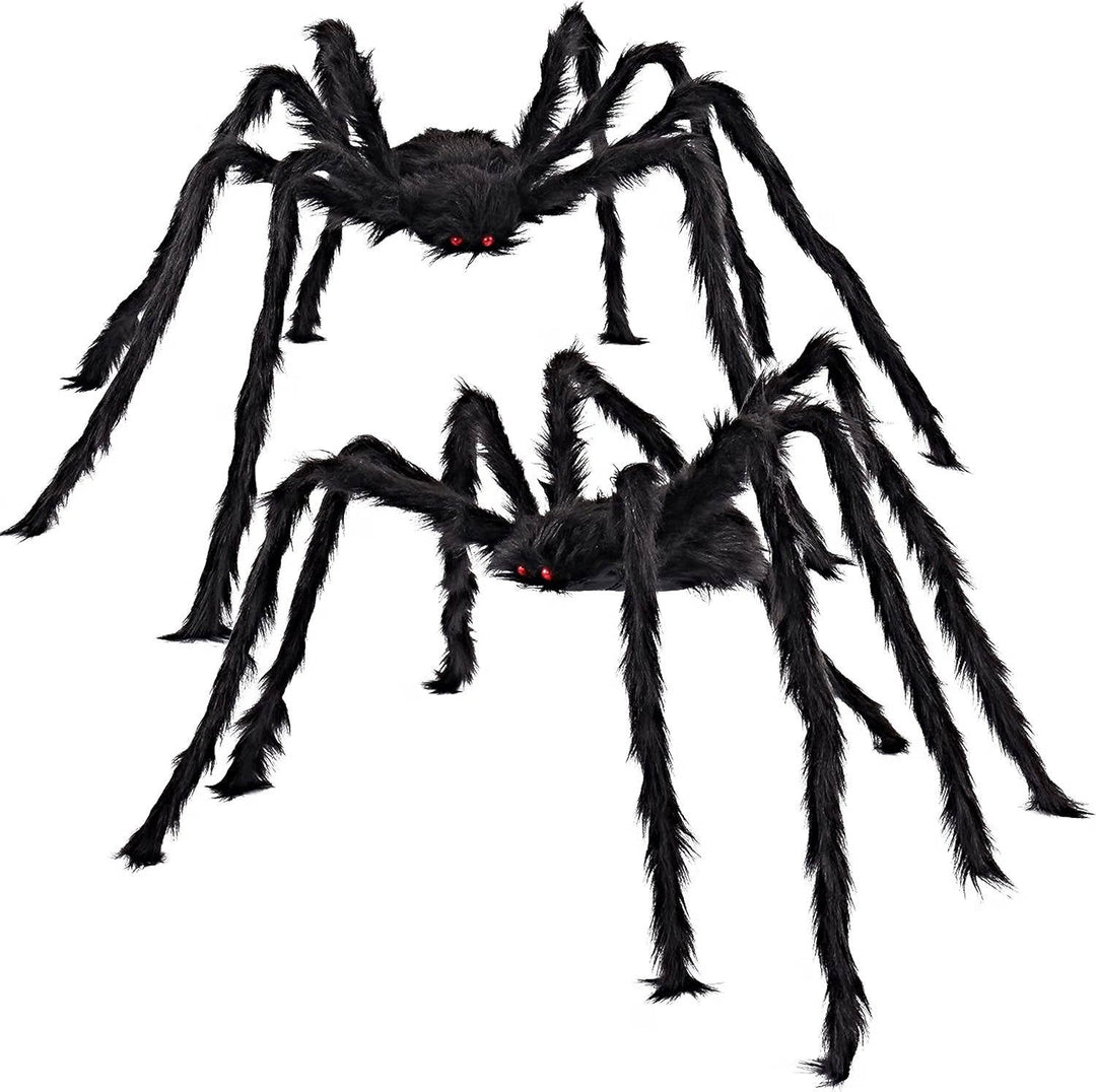 Decorazioni per Halloween, confezione da 2, ragno nero gigante peloso da 5 FT