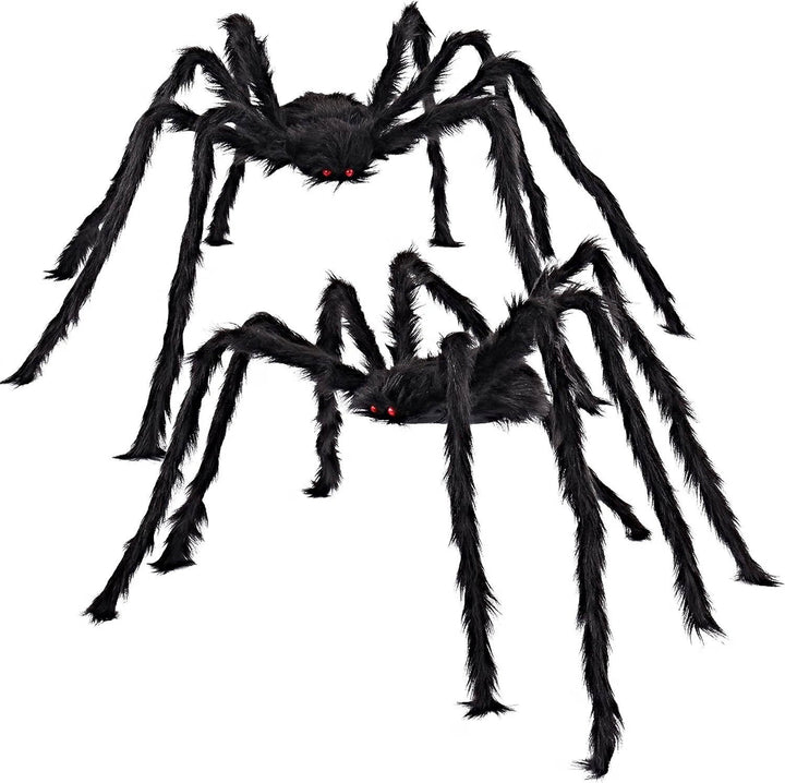 Decorazioni per Halloween, confezione da 2, ragno nero gigante peloso da 5 FT