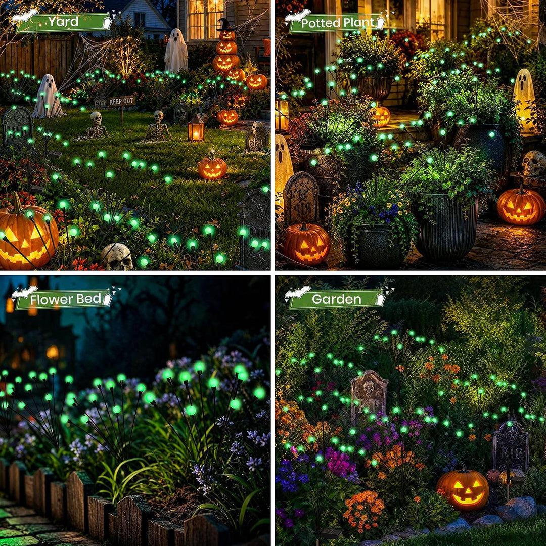 Set van 4 Halloween-lampen op zonne-energie, 40 leds, buitendecoratie voor de tuin, voor dames