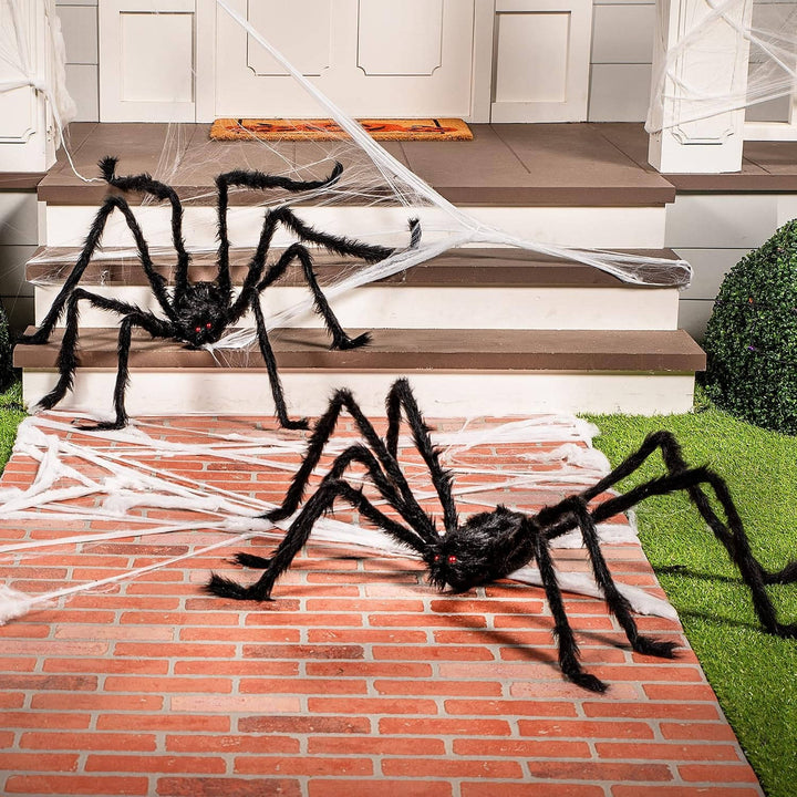 Decorazioni per Halloween, confezione da 2, ragno nero gigante peloso da 5 FT