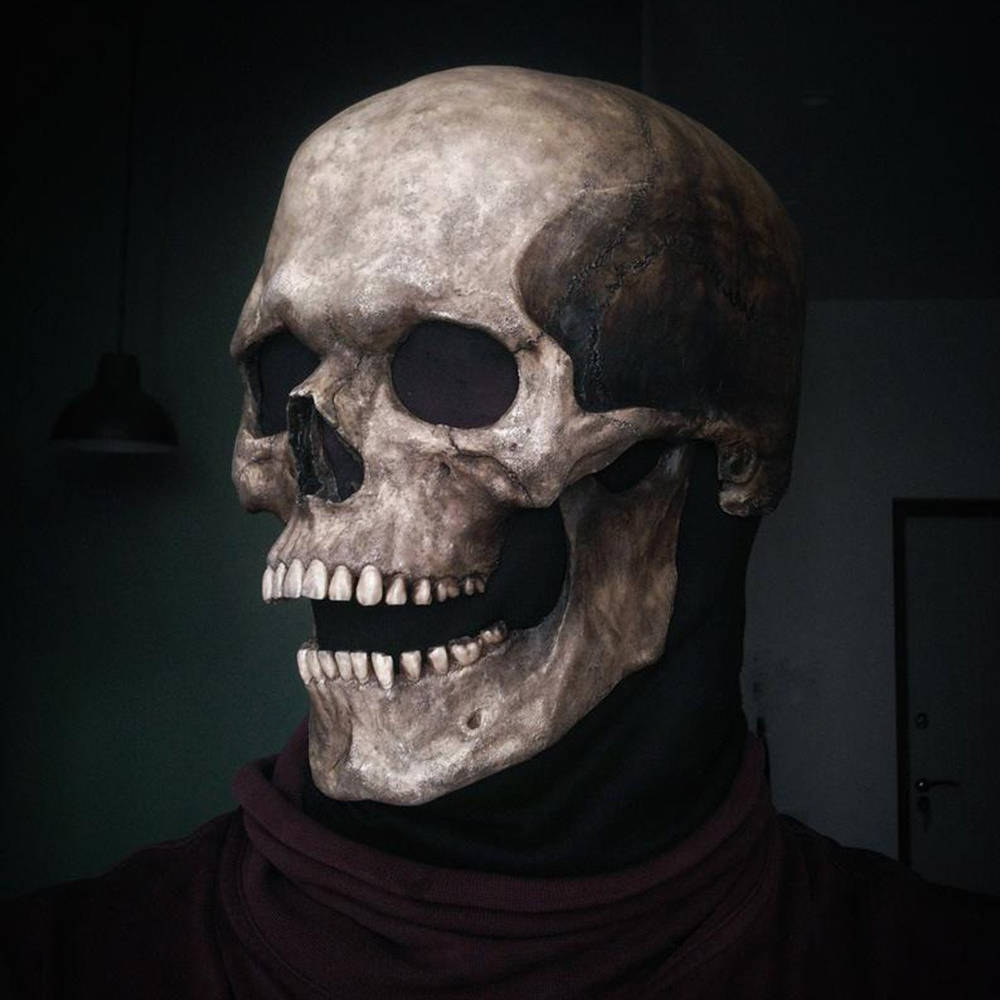 Realistisch schedelmasker voor het hele hoofd met beweegbare kaak voor Halloween