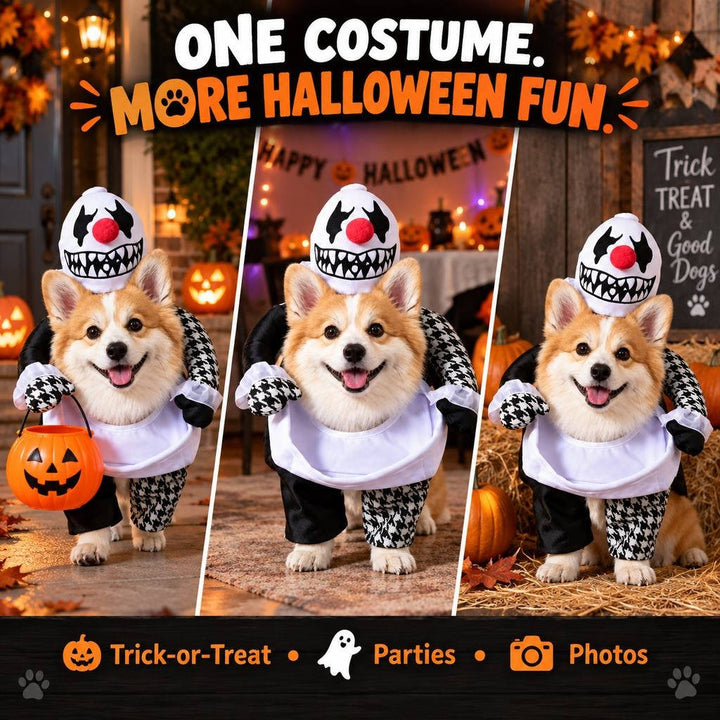 Fato assustador de cão para mulheres, com braços acolchoados, para diversão no Halloween