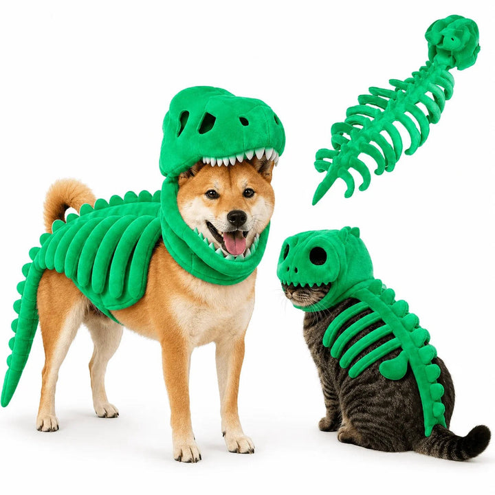 Costume da animale domestico a scheletro di dinosauro per feste di Halloween