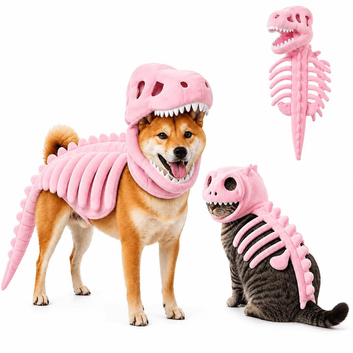 Costume da animale domestico a scheletro di dinosauro per feste di Halloween