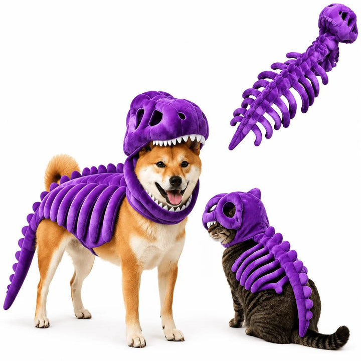 Costume da animale domestico a scheletro di dinosauro per feste di Halloween