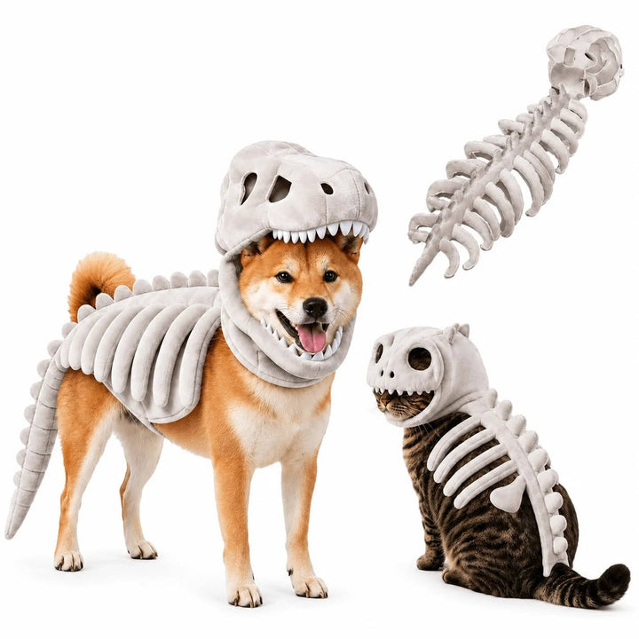 Costume da animale domestico a scheletro di dinosauro per feste di Halloween