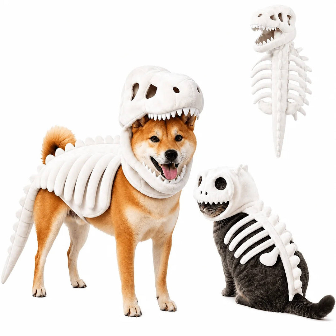 Costume da animale domestico a scheletro di dinosauro per feste di Halloween