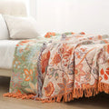 Soft Boho Patterned Throw Blanket with Fringe – Cozy Sofa & Bed Cover-Metro Lane Plaza
