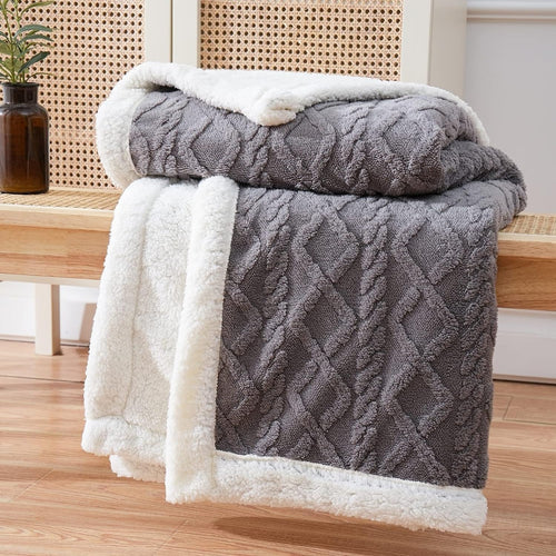 Cozy Fleece-Lined Throw Blanket – Reversible Warmth & Comfort-Metro Lane Plaza