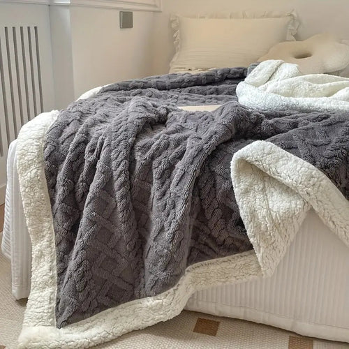 Cozy Fleece-Lined Throw Blanket – Reversible Warmth & Comfort-Metro Lane Plaza