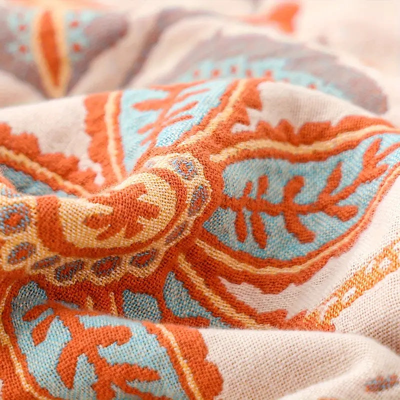 Soft Boho Patterned Throw Blanket with Fringe – Cozy Sofa & Bed Cover-Metro Lane Plaza