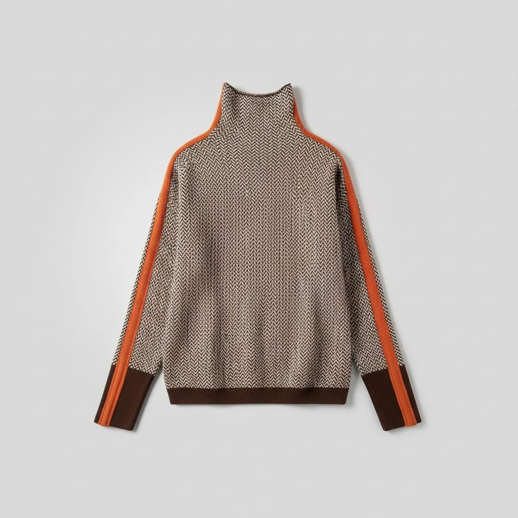 Geometrischer Stehkragenpullover für Damen