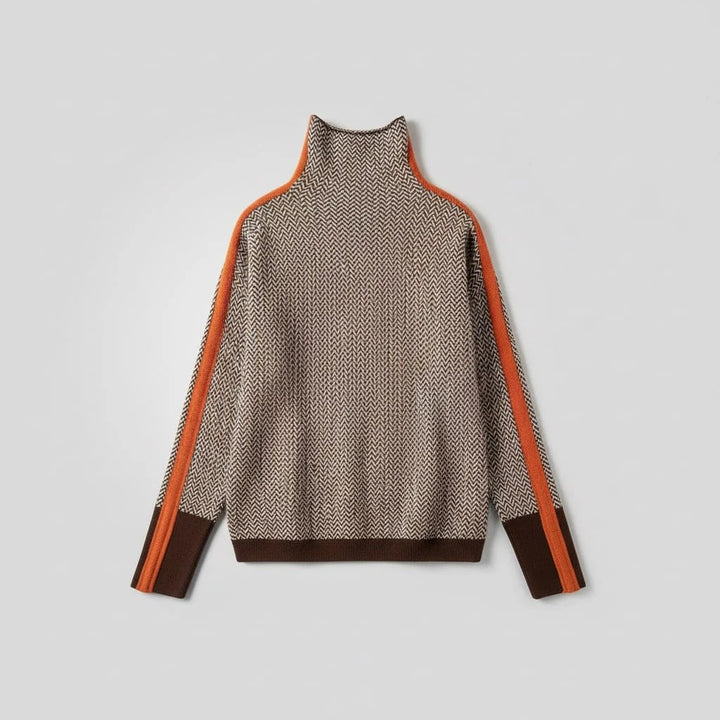 Geometrischer Stehkragenpullover für Damen