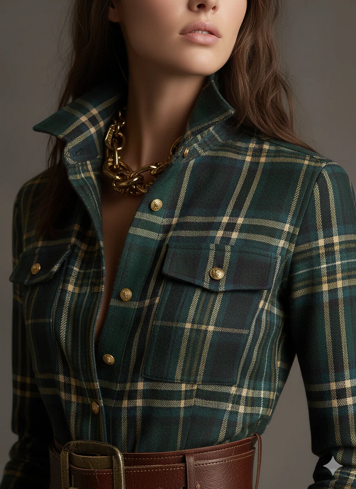 Scarlett | Women's Plaid Flared Maxi Dress-Metro Lane Plaza