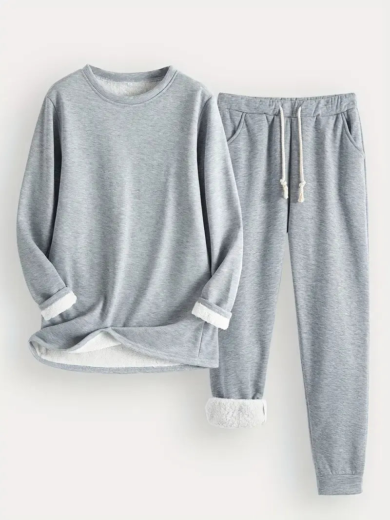 Luxe Lounge Set | Women's Plush Thermal Outfit-Metro Lane Plaza