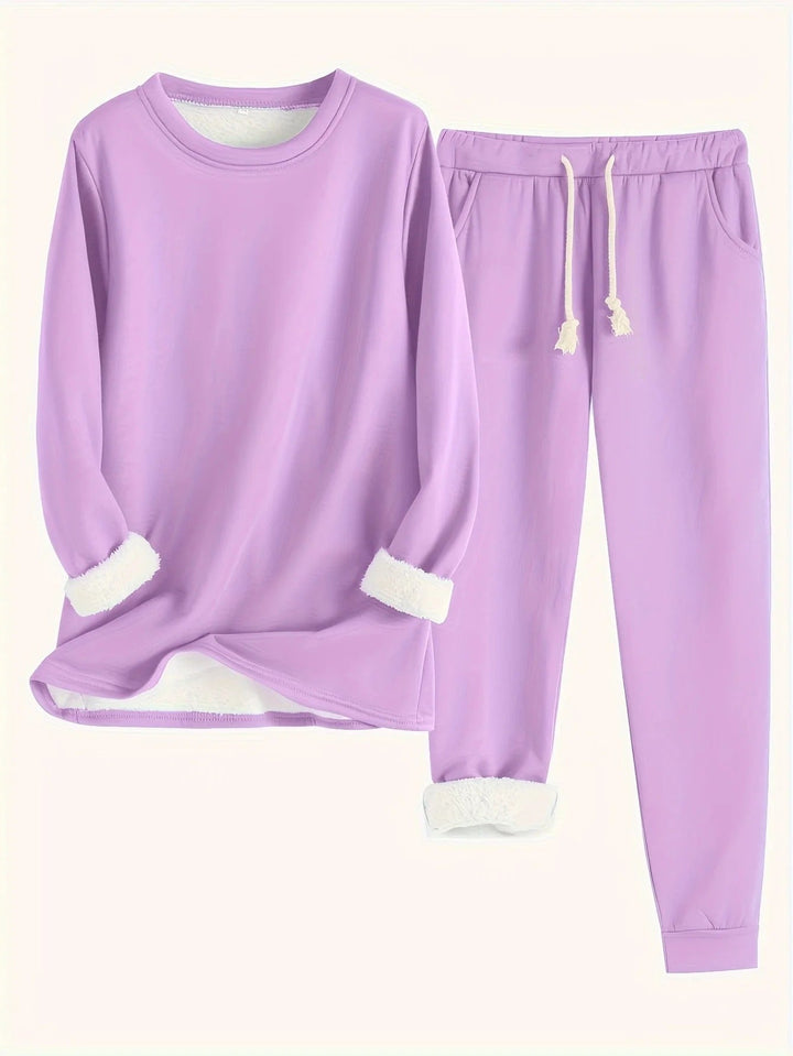 Luxe Lounge Set | Women's Plush Thermal Outfit-Metro Lane Plaza