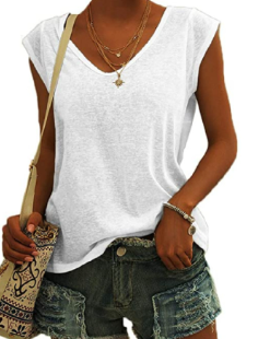 Emily | Women's Casual V-Neck T-Shirt-Metro Lane Plaza