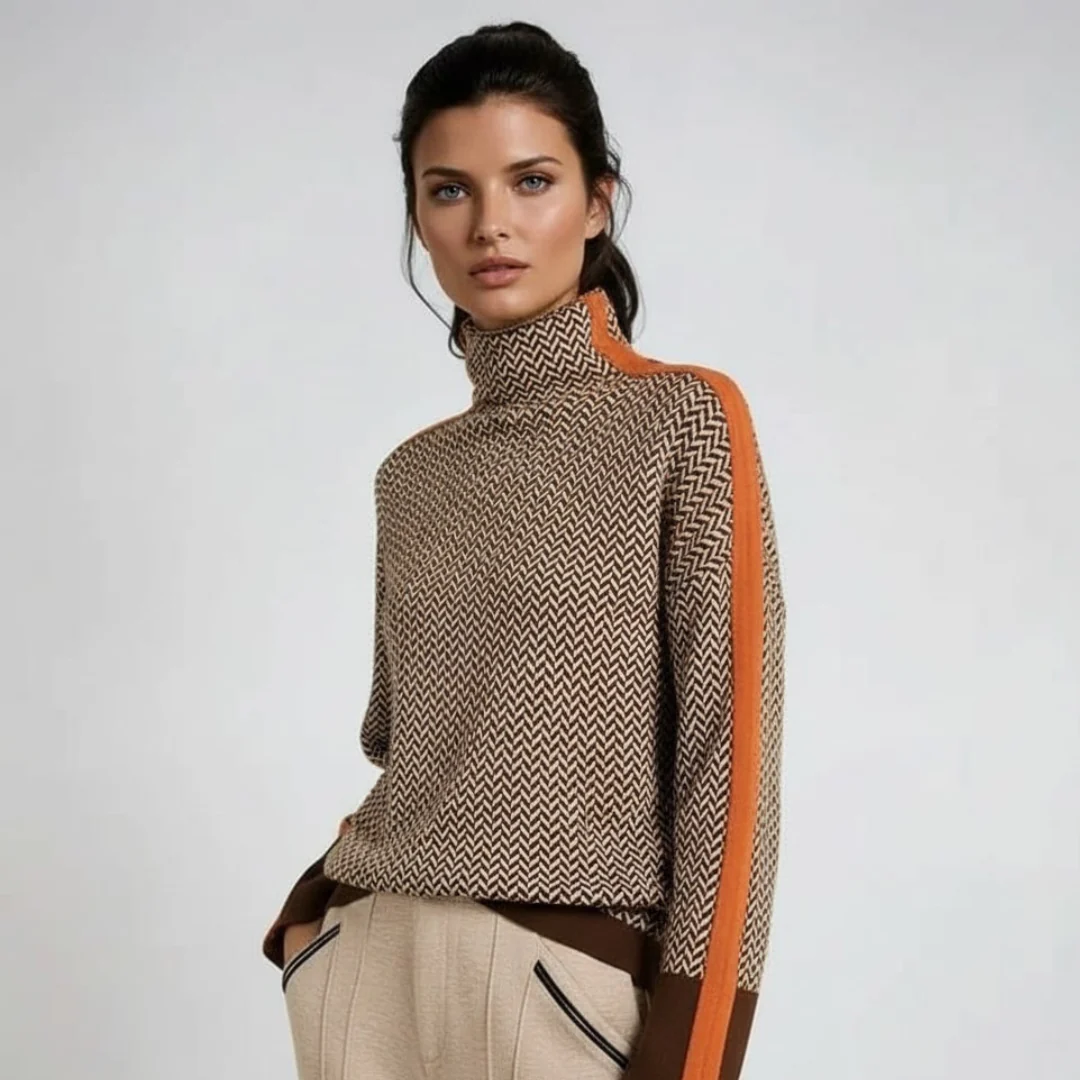 Geometrischer Stehkragenpullover für Damen