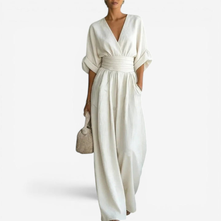 Women's Elegant Wide Sleeve V-Neck Jumpsuit