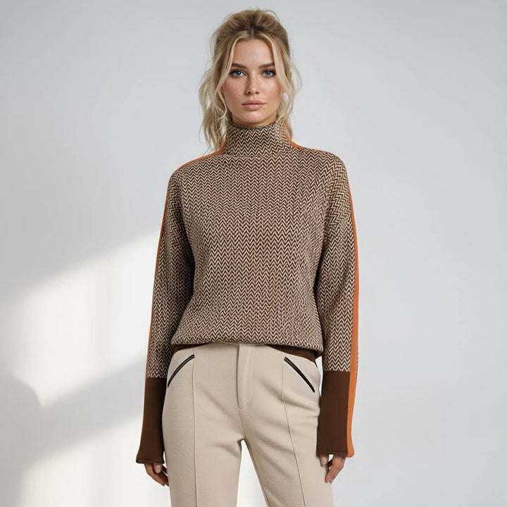 Geometrischer Stehkragenpullover für Damen