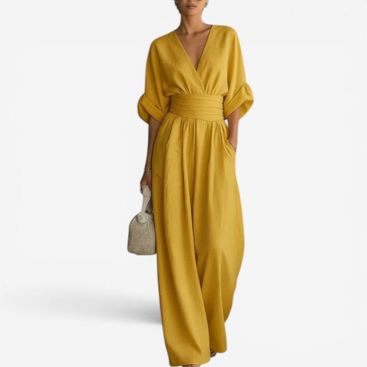 Eleganter Damen-Jumpsuit mit weiten Ärmeln und V-Ausschnitt