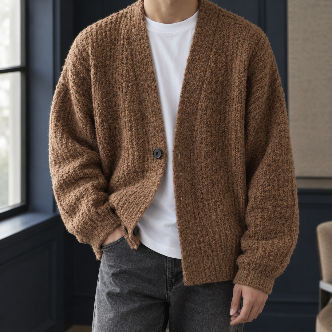 Men's Textured Knit Cardigan