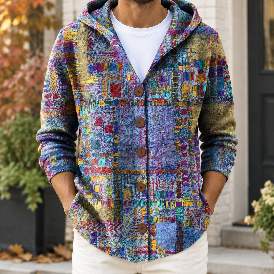 Herren-Cardigan-Pullover mit Kapuze