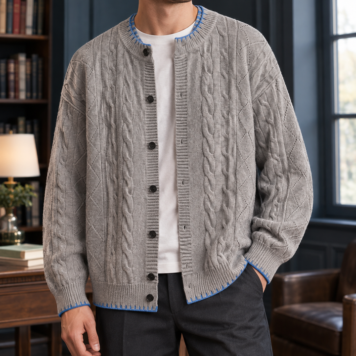 Herren-Zopfstrick-Cardigan