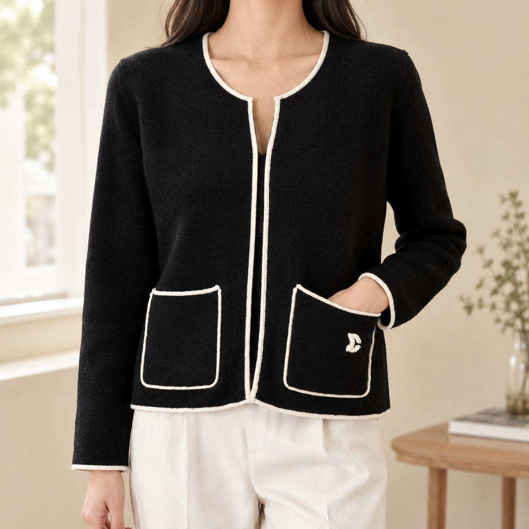 Cardigan pour femme à bordures contrastantes