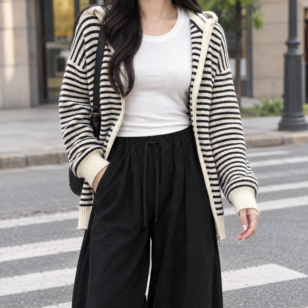 Cardigan für Damen mit lässigem Schnitt und weitem Bein