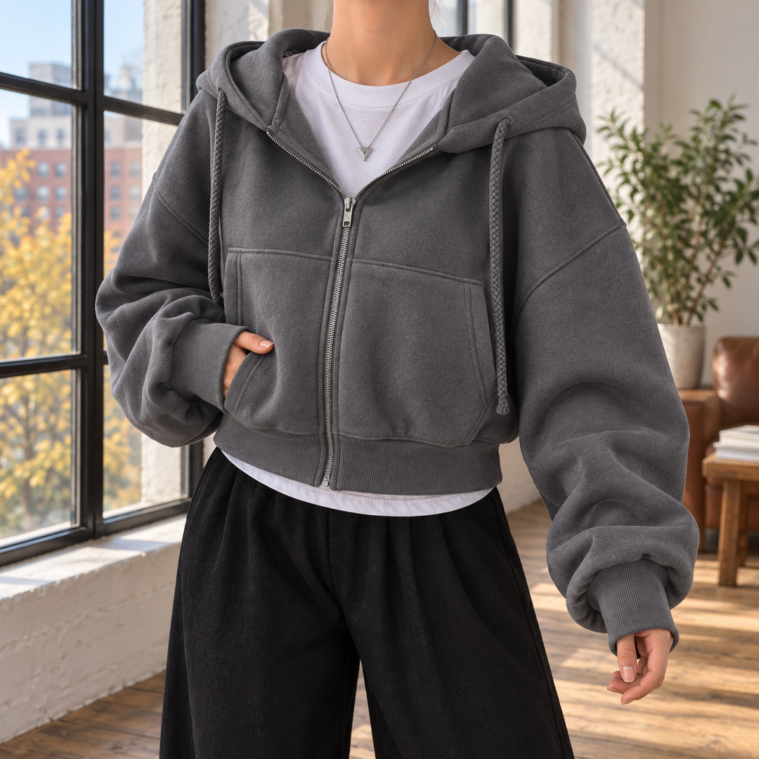 Women's Cropped Zip Hoodie