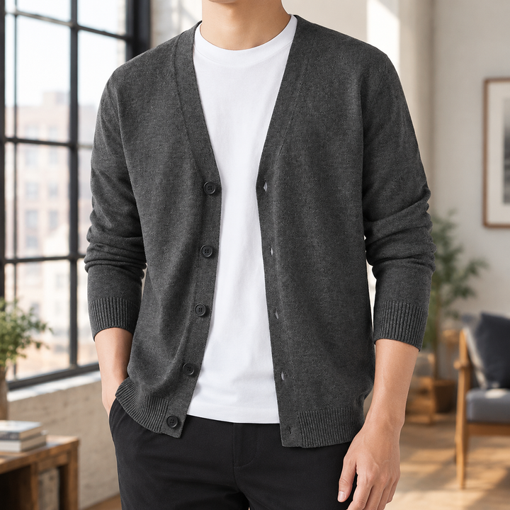 Herren-Cardigan mit Knopfleiste