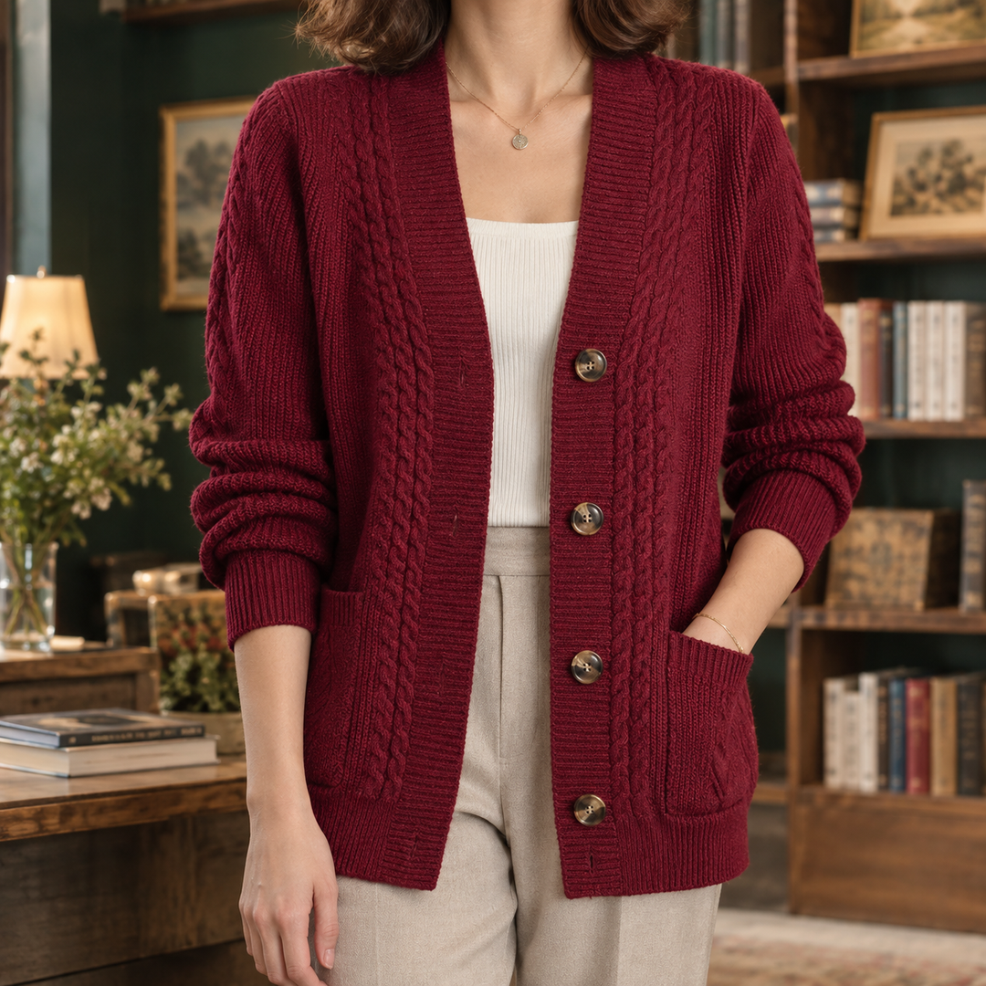 Cárdigan de punto trenzado para mujer