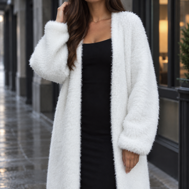 Cardigan douillet en peluche pour femme