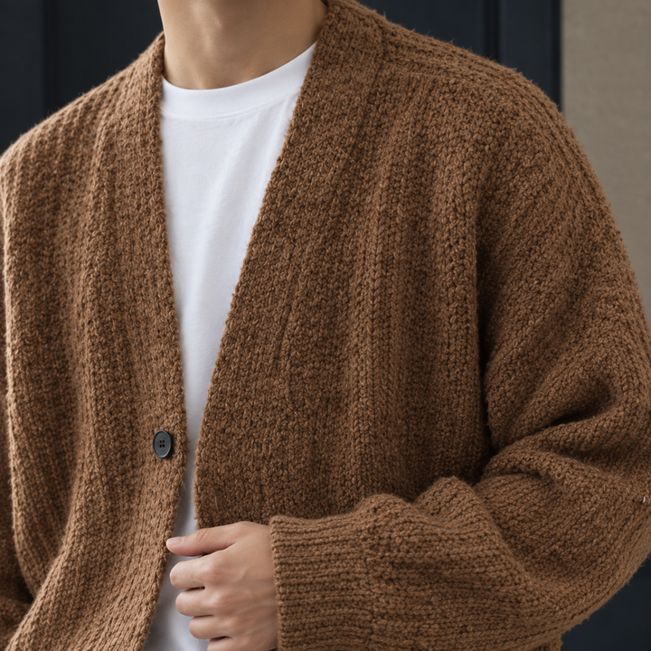Men's Textured Knit Cardigan