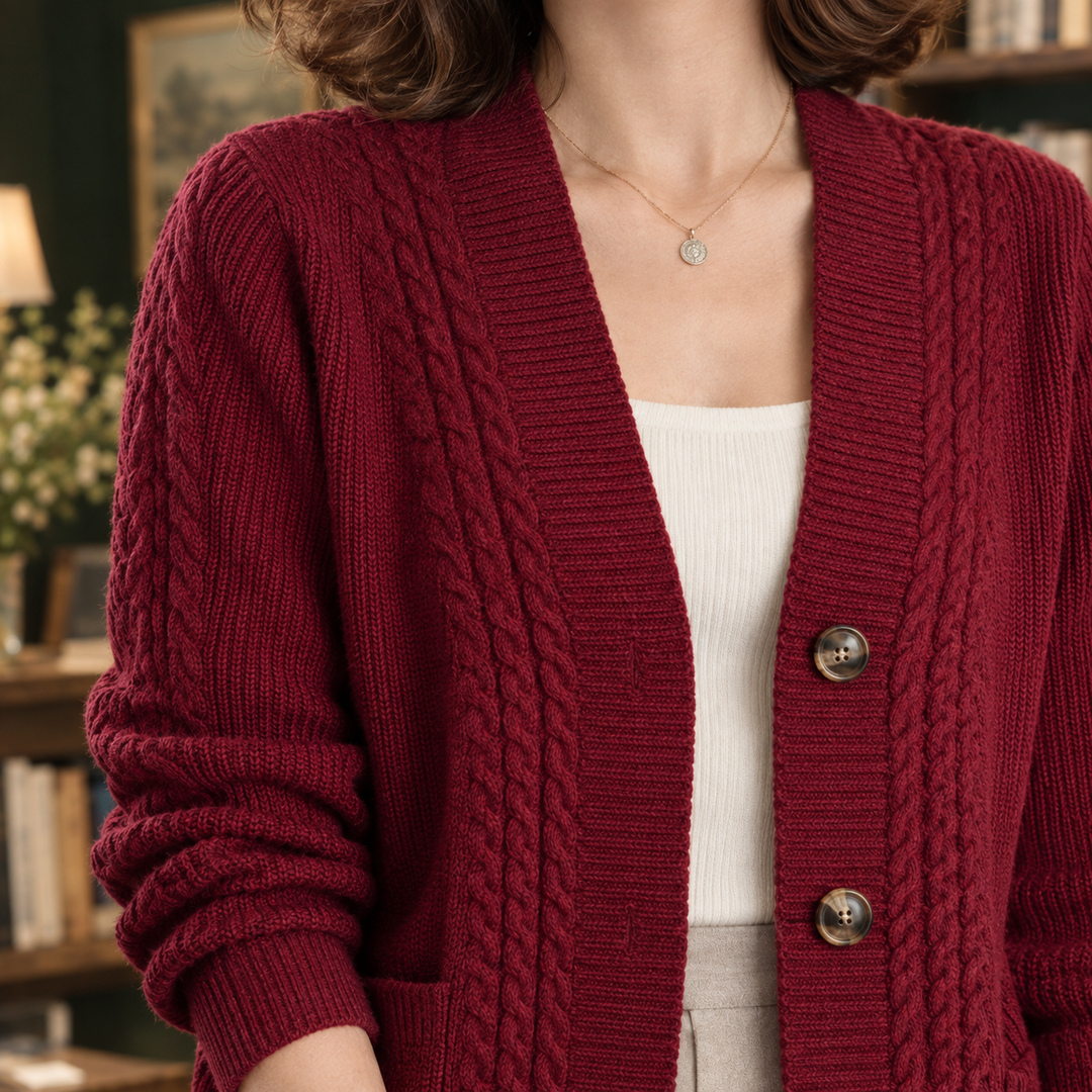 Cárdigan de punto trenzado para mujer