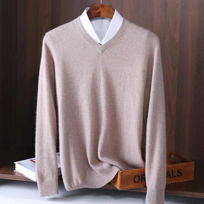 V-hals-sweater til mænd i blødt strikstof