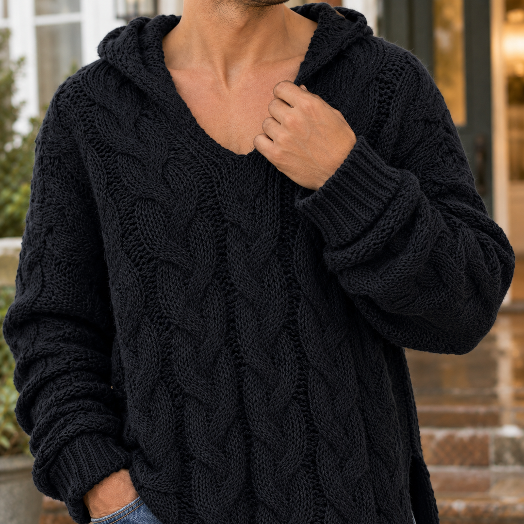Herren-Hoodie aus Zopfstrick