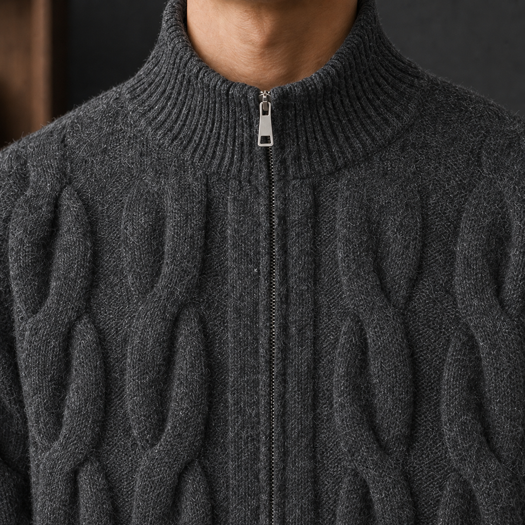 Herren-Zopfstrick-Cardigan