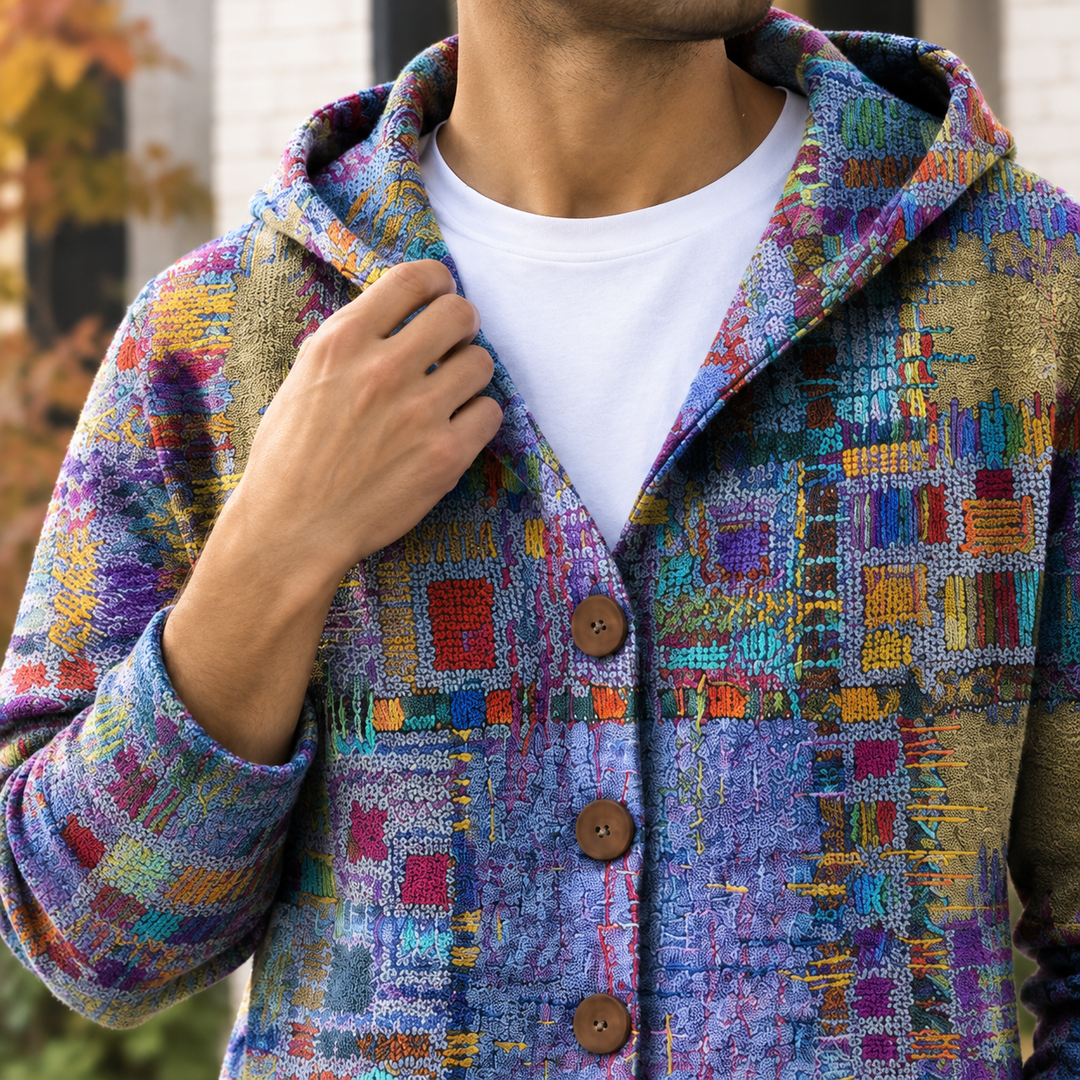 Herren-Cardigan-Pullover mit Kapuze