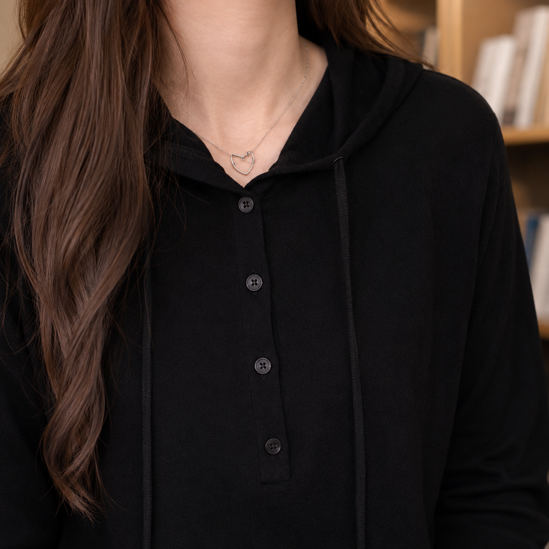 Sweatshirt com capuz de lã merino para mulher