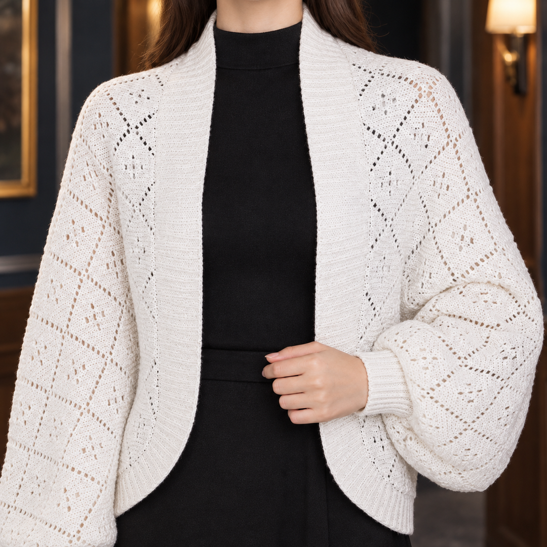 Damen-Cardigan mit Lochstrickmuster