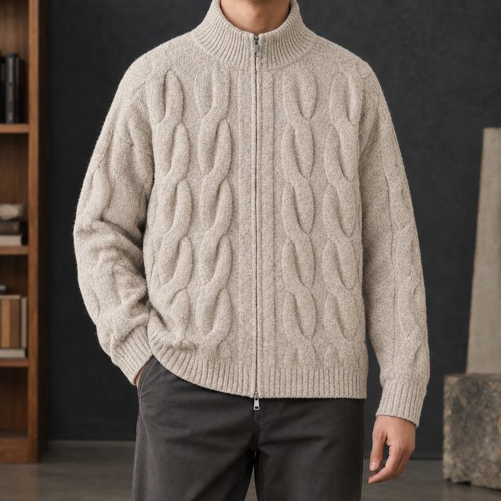 Herren-Zopfstrick-Cardigan