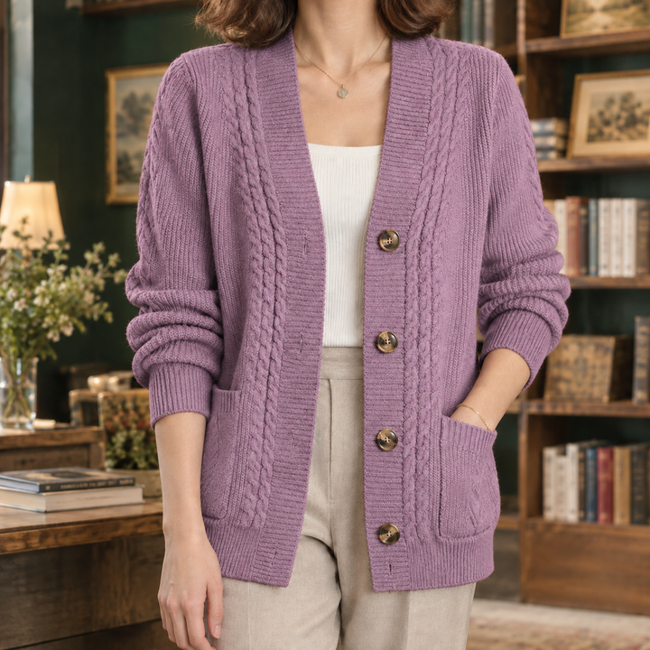 Cárdigan de punto trenzado para mujer