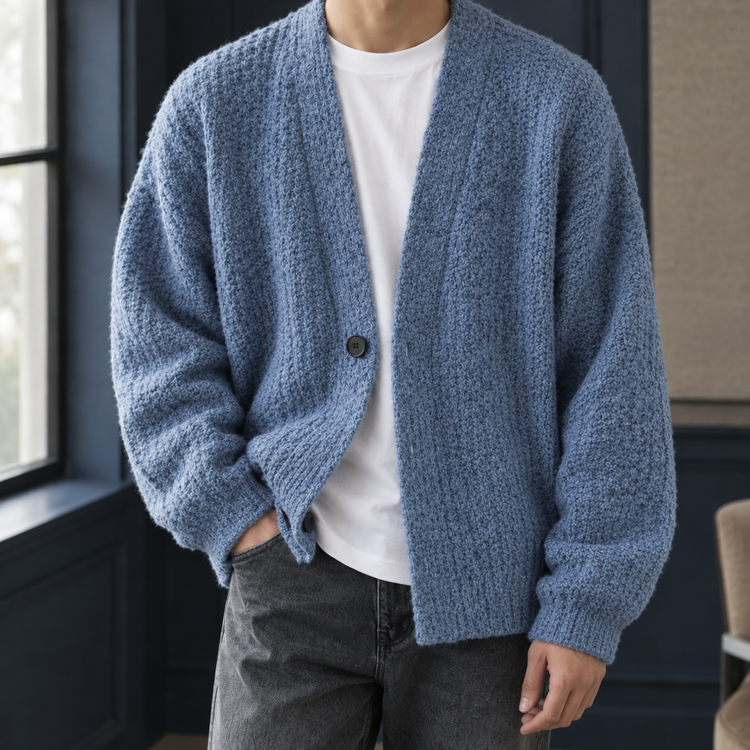Men's Textured Knit Cardigan